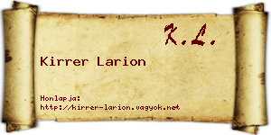 Kirrer Larion névjegykártya